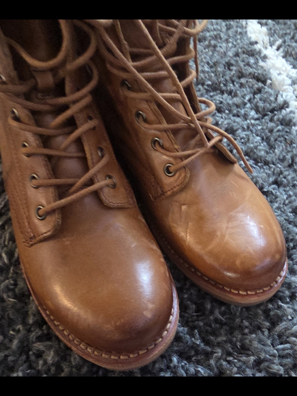 Frye Veronica Combat Leather Boots Women’s Size 8.5 Caramel Brown - Picture 10 of 15